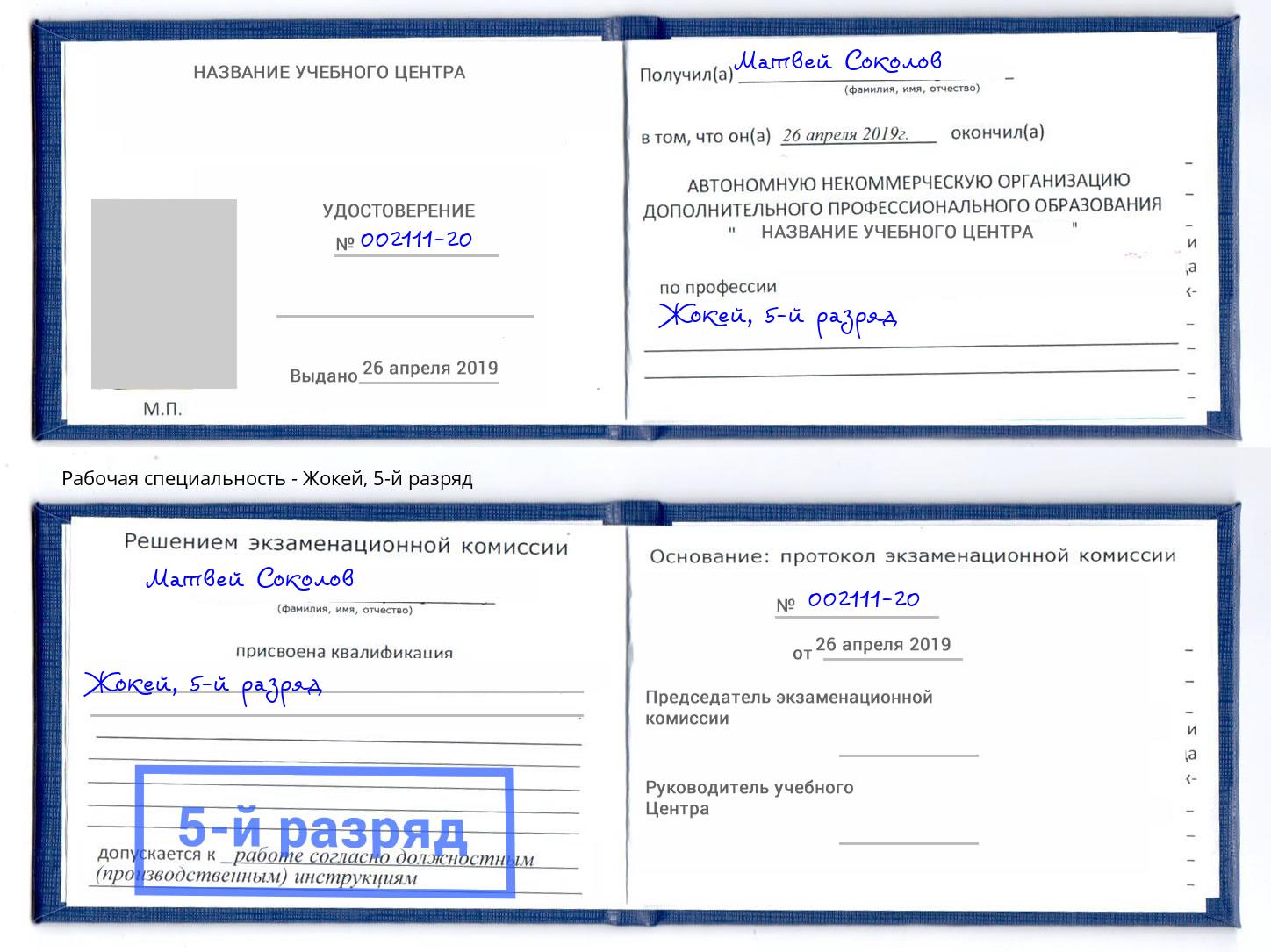 корочка 5-й разряд Жокей Люберцы